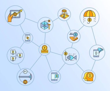 cryptocurrency simgelerinin vektör çizimi