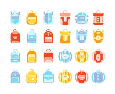 sırt çantası simgeleri seti vektör illüstrasyon