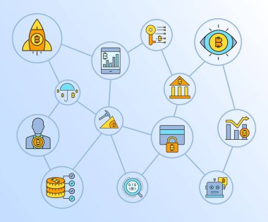 cryptocurrency simgelerinin vektör çizimi