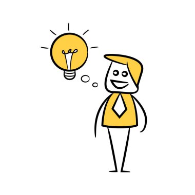 İş konsepti. Fikir ampul ile işadamı vektör Illustration 