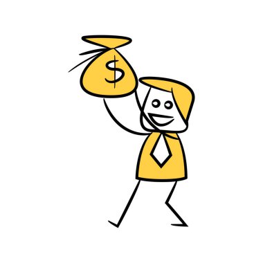 İş konsepti. Dolar ile işadamı vektör Illustration