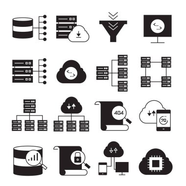 teknoloji simgelerinin vektör illüstrasyonu
