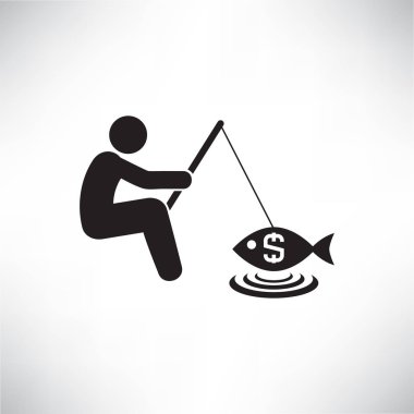 İş konsepti. İş işadamı balıkçılık dolar vektör Illustration