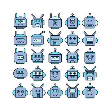 robot simgelerinin vektör illüstrasyonu
