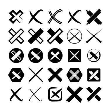 siyah haçlar çizgi simgeleri kümesi, sadece vektör illüstrasyon