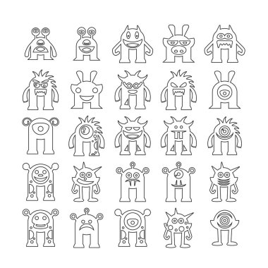 canavar karakter simgeleri, vektör illüstrasyon 