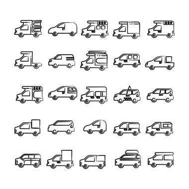 araba simgelerinin vektör illüstrasyonu