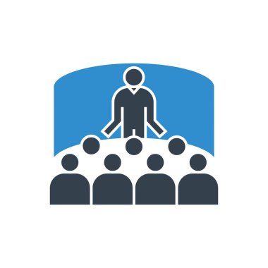 İş konsepti. Kamu konuşan işadamı vektör Illustration 