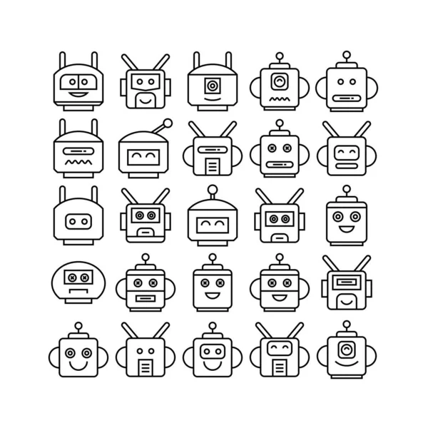 Ilustracja Wektorowa Ikon Robotów — Wektor stockowy