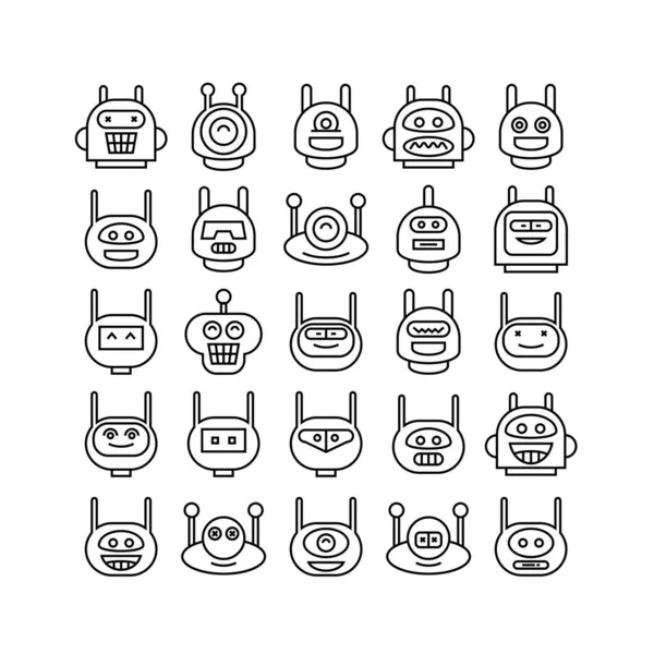 Ilustración Vectorial Robots Iconos — Archivo Imágenes Vectoriales