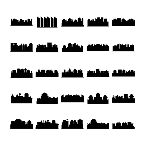 Ilustración Vectorial Iconos Paisaje Urbano — Archivo Imágenes Vectoriales