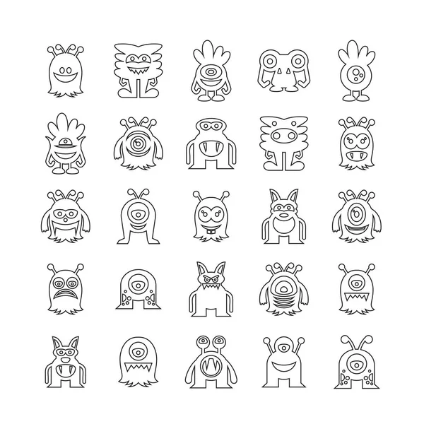 Monstruo Iconos Carácter Vector Ilustración — Archivo Imágenes Vectoriales