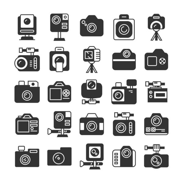 vector illustration of cameras, Set