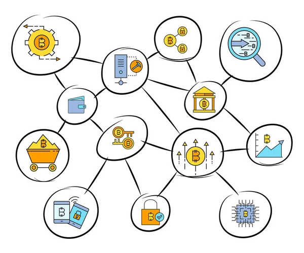 Set Bitcoin Icons Cryptoconcurrency Concept — Stock Vector