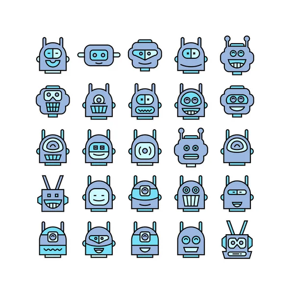 Vector Illustration Robots Icons — Stock Vector