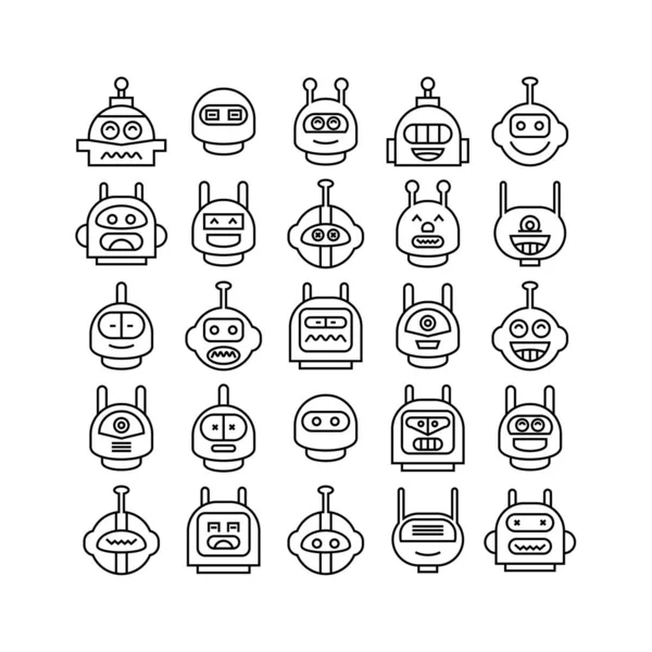 Ilustração Vetorial Ícones Robôs — Vetor de Stock