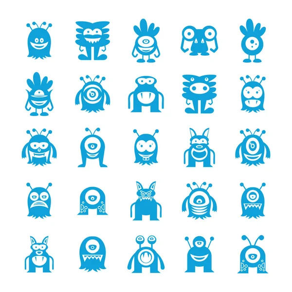 Monster Karakter Iconen Vector Illustratie — Stockvector
