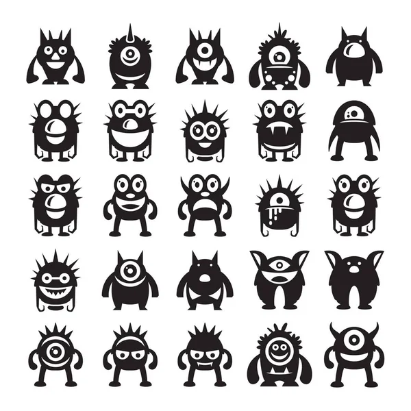 Monstruo Iconos Carácter Vector Ilustración — Vector de stock