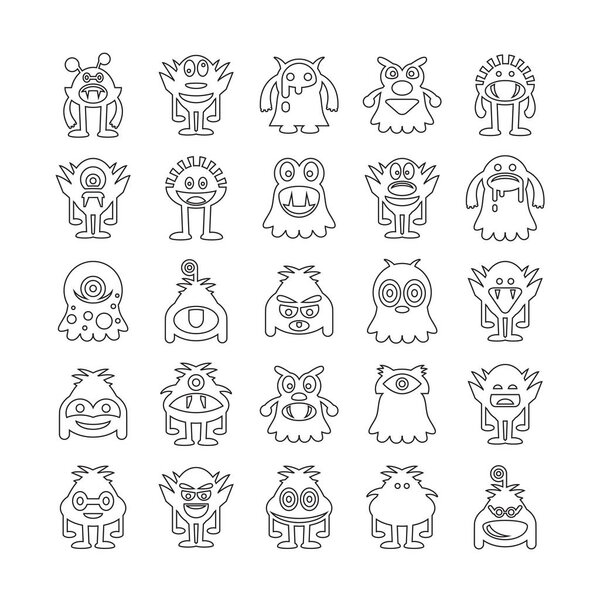 monster  character icons, vector illustration 