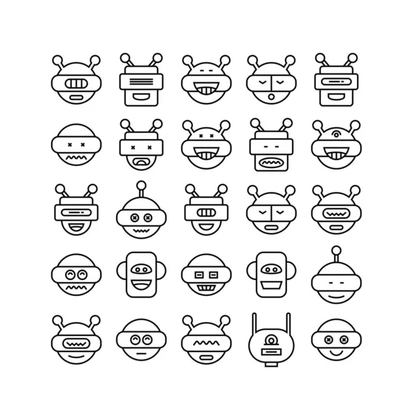 Ilustración Vectorial Robots Iconos — Archivo Imágenes Vectoriales