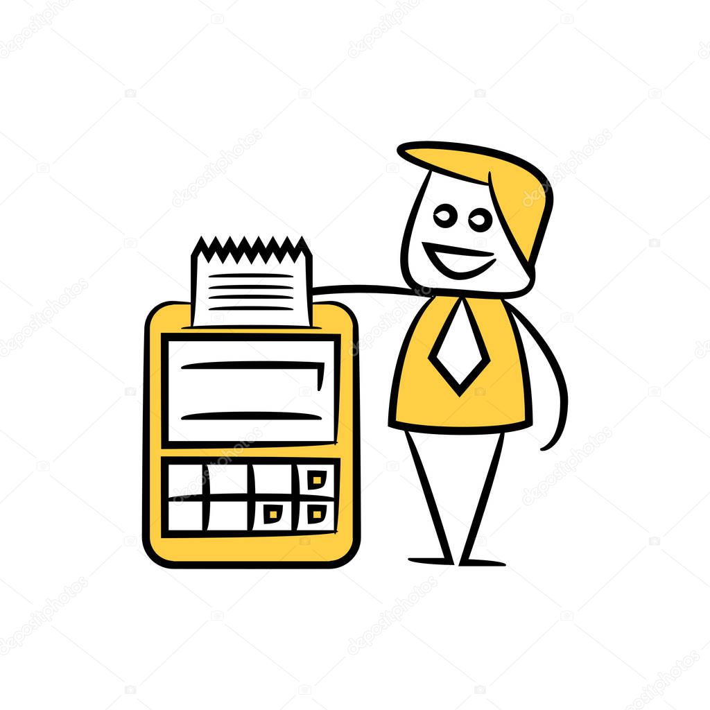 Business concept. Vector illustration of businessman with cash machine