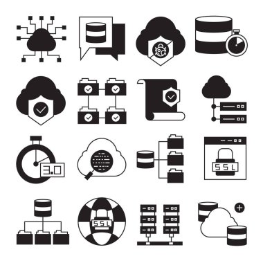 teknoloji simgelerinin vektör illüstrasyonu