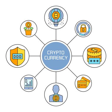 kripto para biriminin vektör illüstrasyonu