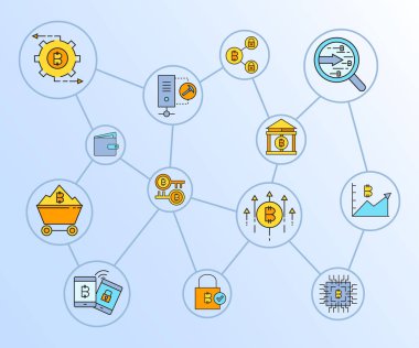 cryptocurrency simgelerinin vektör çizimi