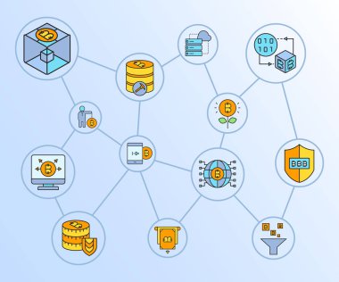 cryptocurrency simgelerinin vektör çizimi