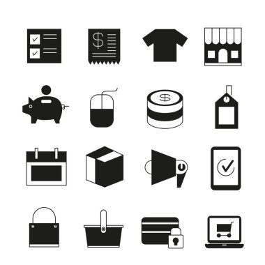 siyah iş çizgisi simgeleri kümesi, sadece vektör illüstrasyon