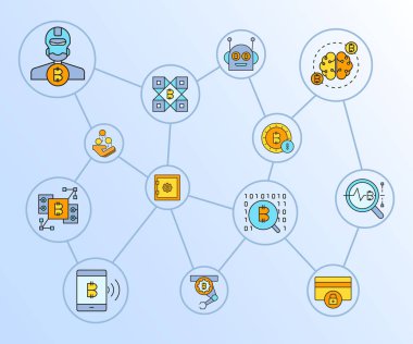 cryptocurrency simgelerinin vektör çizimi