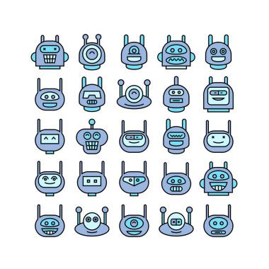 robot simgelerinin vektör illüstrasyonu