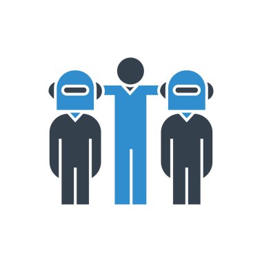 İş konsepti. İş adamı ve robotlar vektör Illustration