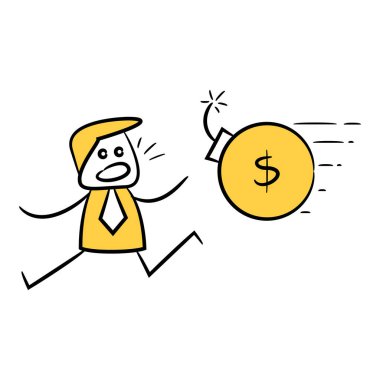İş konsepti. İş adamı ve dolar bomba vektör Illustration