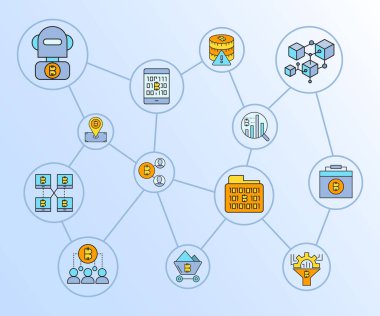 cryptocurrency simgelerinin vektör çizimi