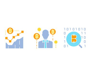 bitcoin simgeleri ile finansal afiş, cryptoconcurrency kavramı 