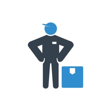 Teslimat konsepti. Teslimat adam paketi vektör Illustration 