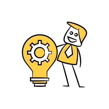 İş konsepti. Ampul ile işadamı vektör Illustration 