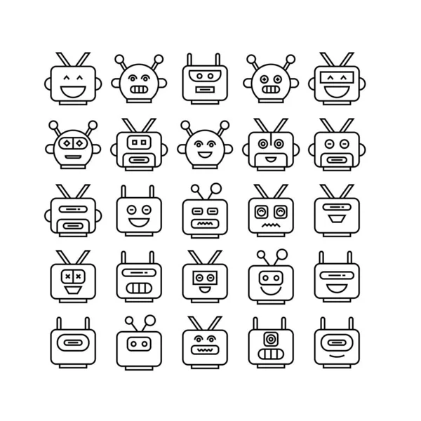 Ilustración Vectorial Robots Iconos — Archivo Imágenes Vectoriales