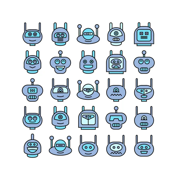 Ilustración Vectorial Robots Iconos — Archivo Imágenes Vectoriales