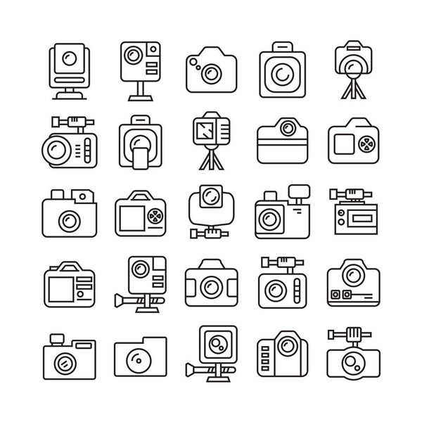 vector illustration of cameras, Set