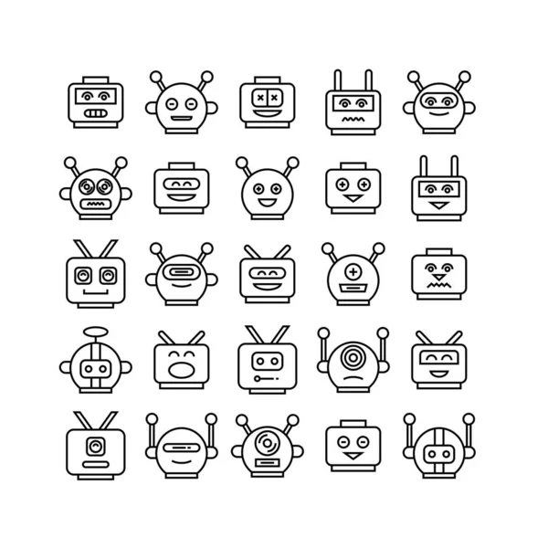 Ilustración Vectorial Robots Iconos — Archivo Imágenes Vectoriales