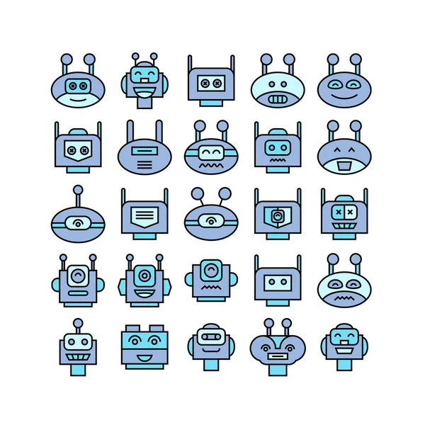 Ilustración Vectorial Robots Iconos — Archivo Imágenes Vectoriales