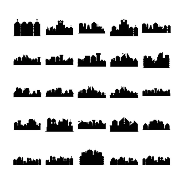 Cityscape Simgelerinin Vektör Illüstrasyonu — Stok Vektör