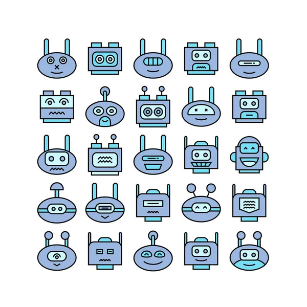 Ilustracja Wektorowa Ikon Robotów — Wektor stockowy