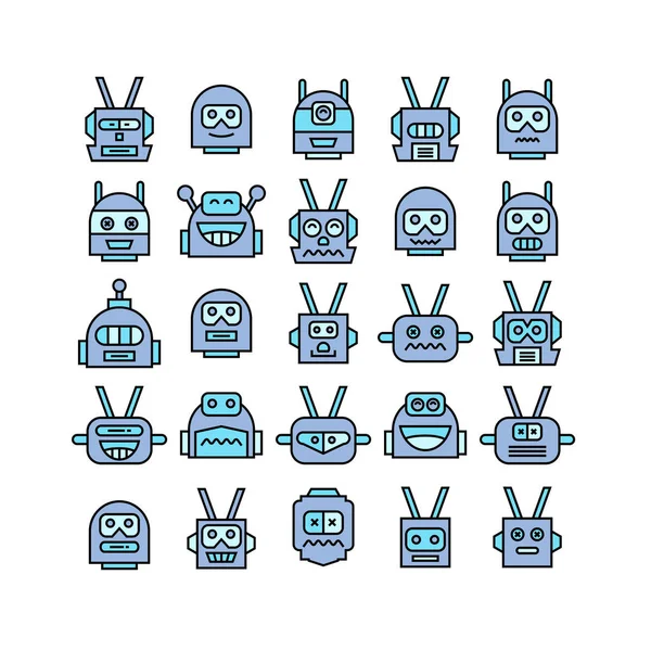 Ilustración Vectorial Robots Iconos — Archivo Imágenes Vectoriales