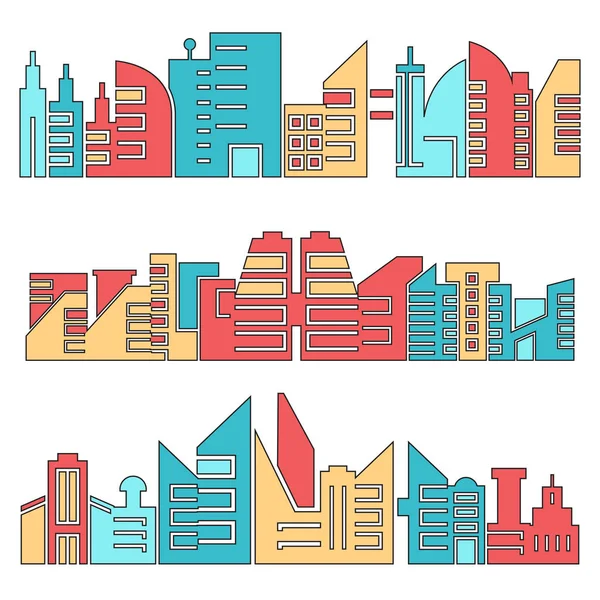 Vector Ilustración Siluetas Edificios Modernos — Vector de stock