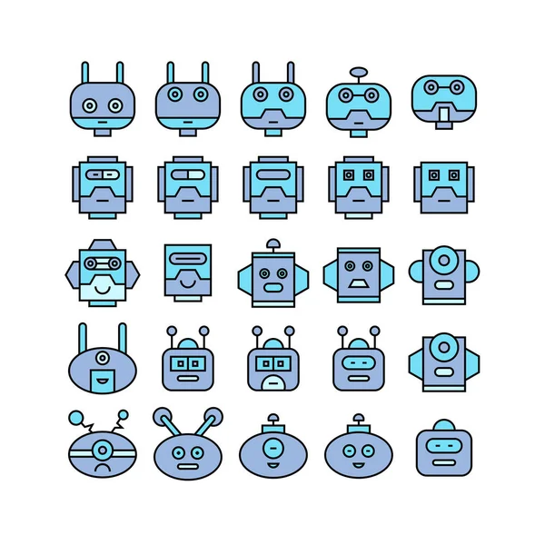 Ilustración Vectorial Robots Iconos — Archivo Imágenes Vectoriales