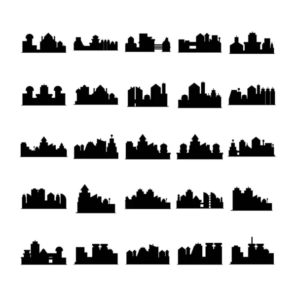 Cityscape Simgelerinin Vektör Illüstrasyonu — Stok Vektör