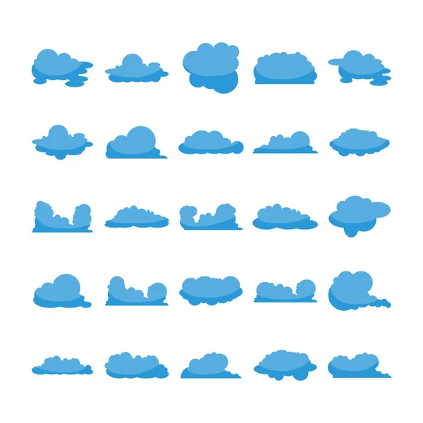 Vector Illustration Clouds Icons — Stock Vector